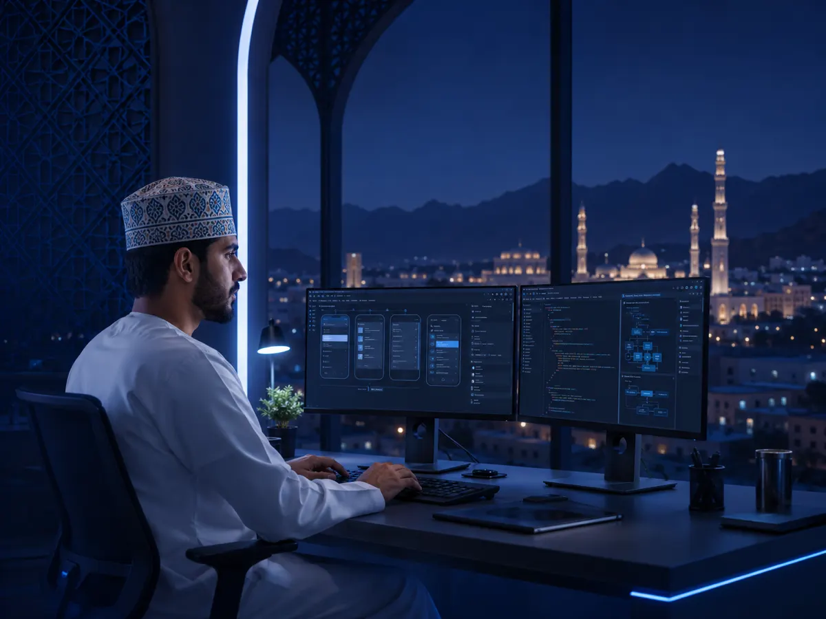 Vextron software engineers building platform interfaces in the Muscat office